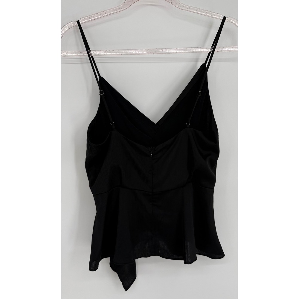 ASTR The Label Womens Black Wrap Peplum Camisole Side Tie V-Neck Top Sz S - Picture 4 of 10